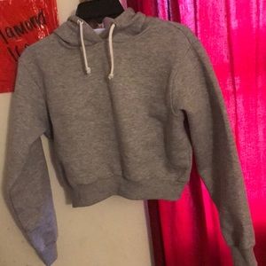 Gray Cropped Hoodie